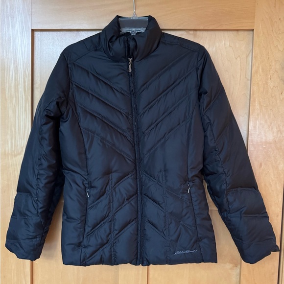 Eddie Bauer premium goose down Women's Black Quilted Jacket size S - Picture 1 of 8
